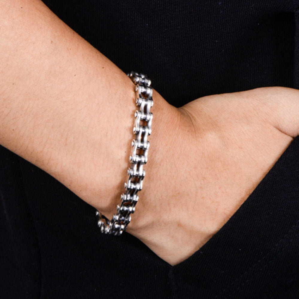 Men's Sterling Silver Bike Chain Bracelet