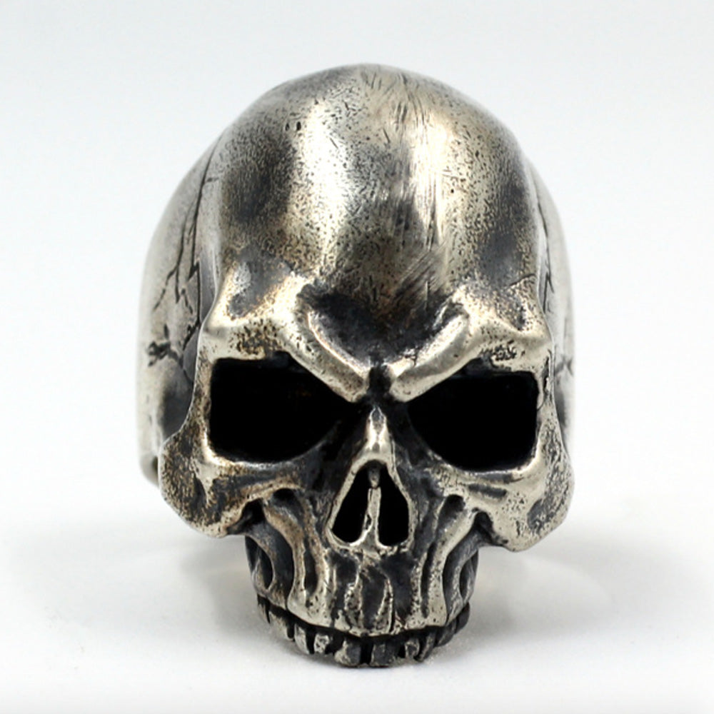 Men's Sterling Silver Biker Skull Ring