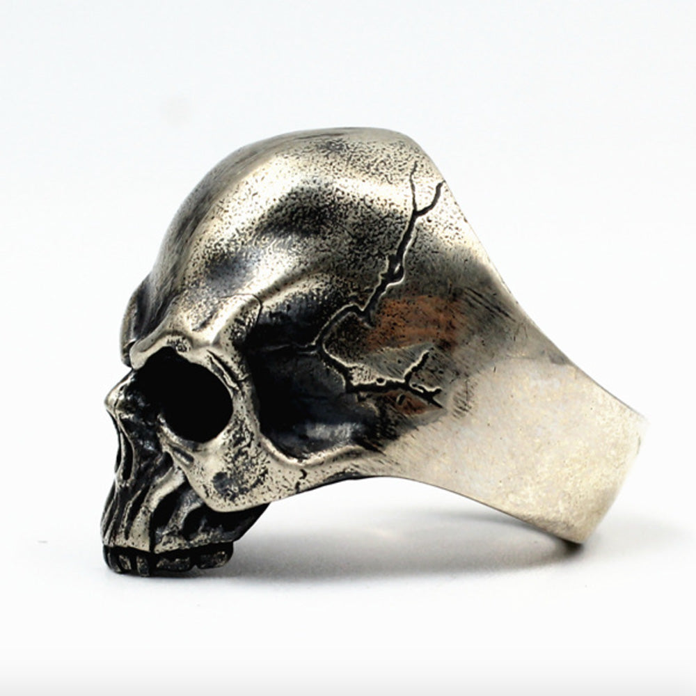 Men's Sterling Silver Biker Skull Ring