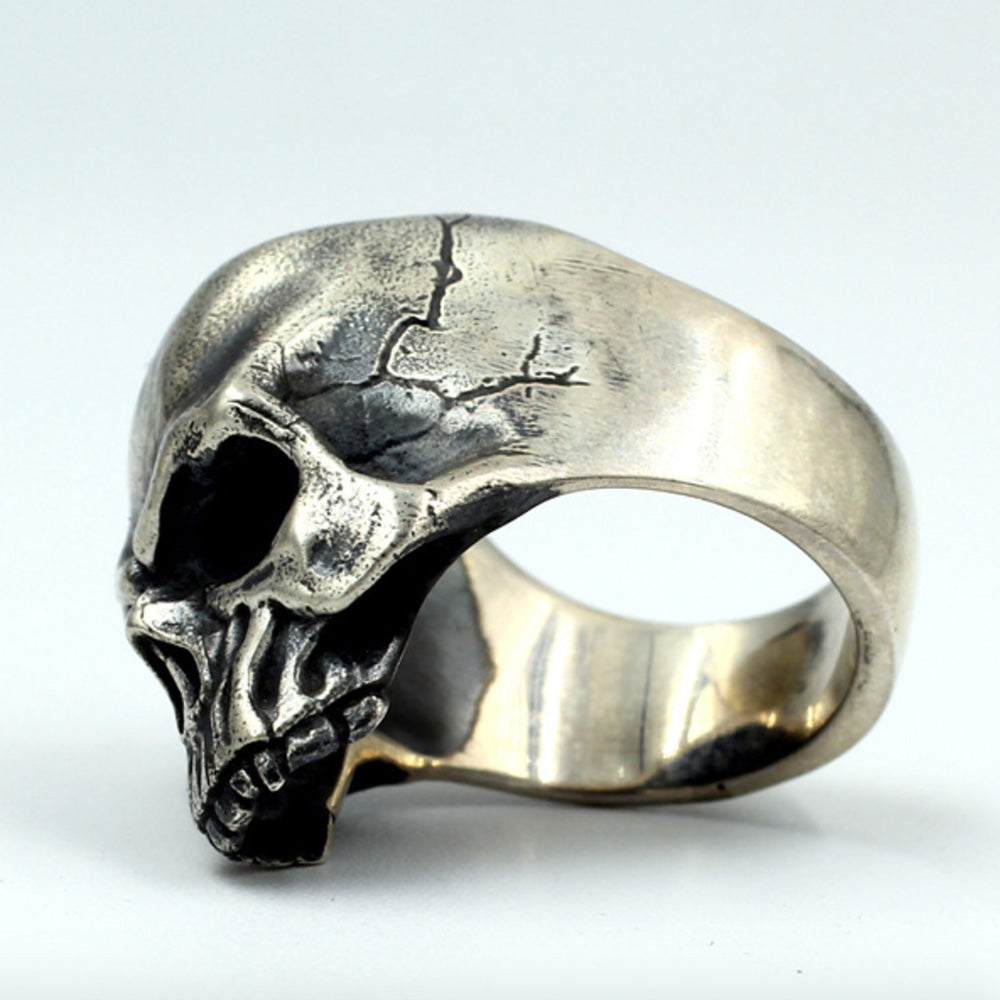 Men's Sterling Silver Biker Skull Ring