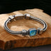 Men’s Sterling Silver Blue Crystal Wheat Chain Bracelet