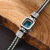 Men’s Sterling Silver Blue Crystal Wheat Chain Bracelet