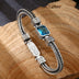 Men’s Sterling Silver Blue Crystal Wheat Chain Bracelet