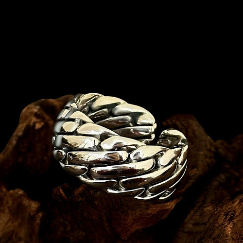 Men’s Sterling Silver Braided Armor Ring
