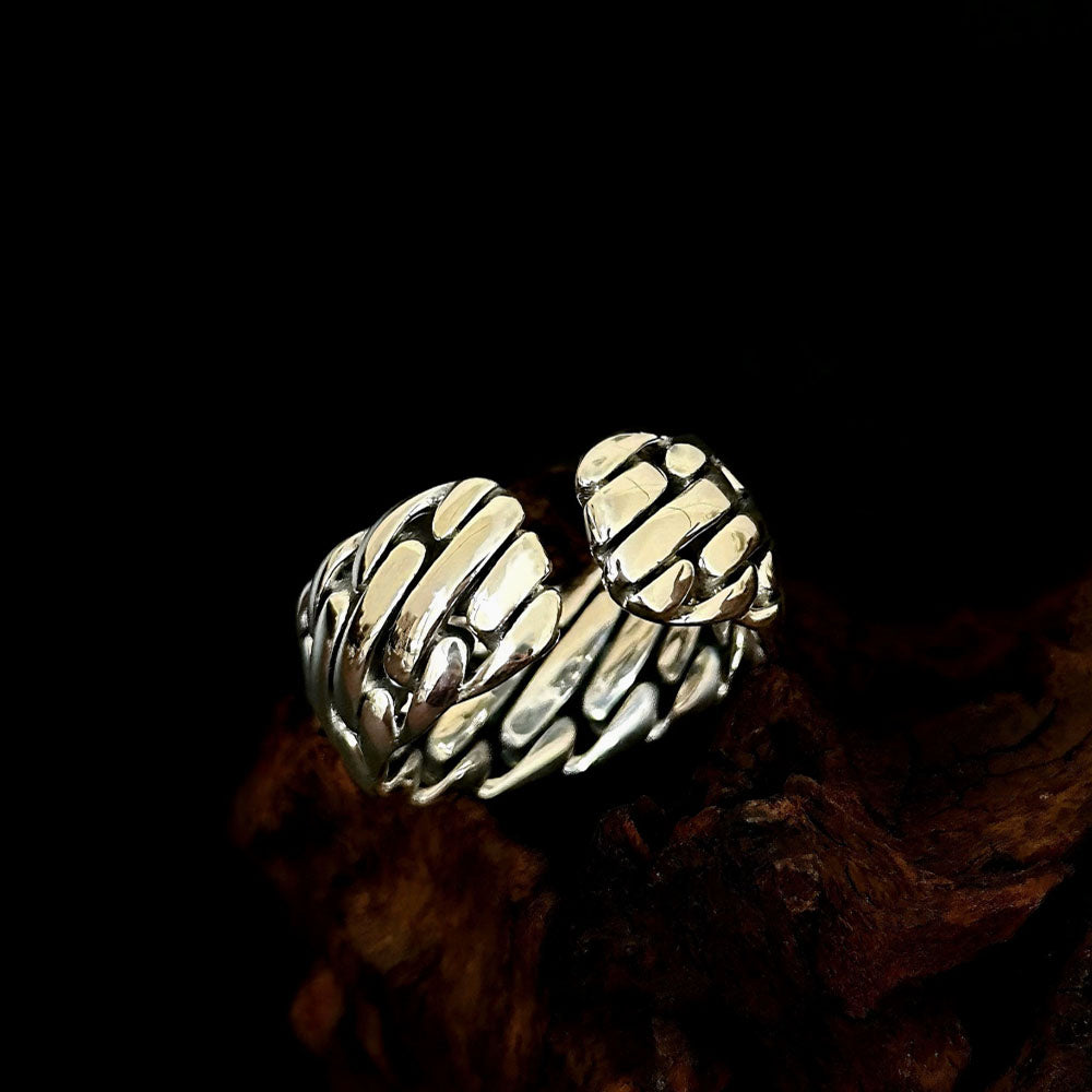 Men’s Sterling Silver Braided Armor Ring