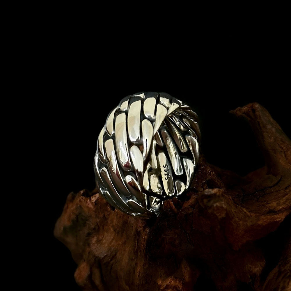 Men’s Sterling Silver Braided Armor Ring