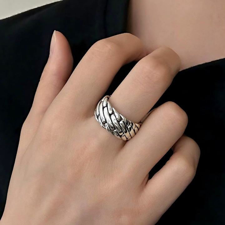 Men’s Sterling Silver Braided Armor Ring