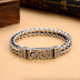 Men’s Sterling Silver Braided Bracelet with Ivy Pattern Clasp
