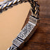 Men’s Sterling Silver Braided Bracelet with Ivy Pattern Clasp