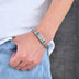 Men’s Sterling Silver Braided Bracelet with Ivy Pattern Clasp