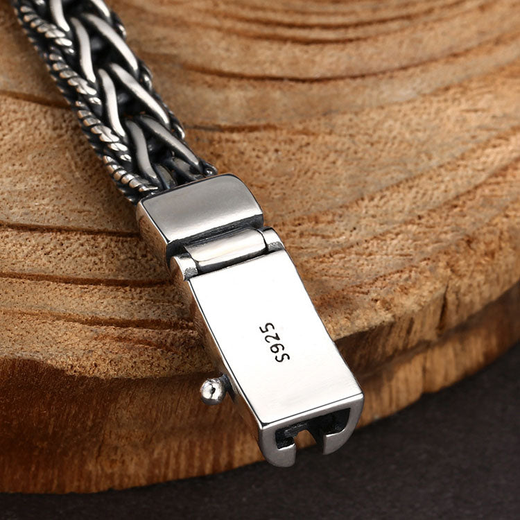 Men’s Sterling Silver Braided Wheat Chain Bracelet