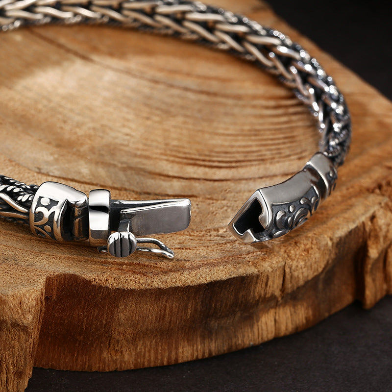 Men’s Sterling Silver Braided Wheat Chain Bracelet