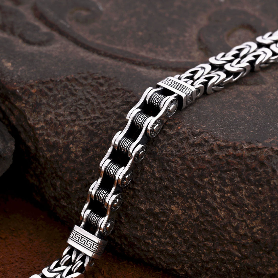 Men’s Sterling Silver Byzantine Bike Chain Bracelet
