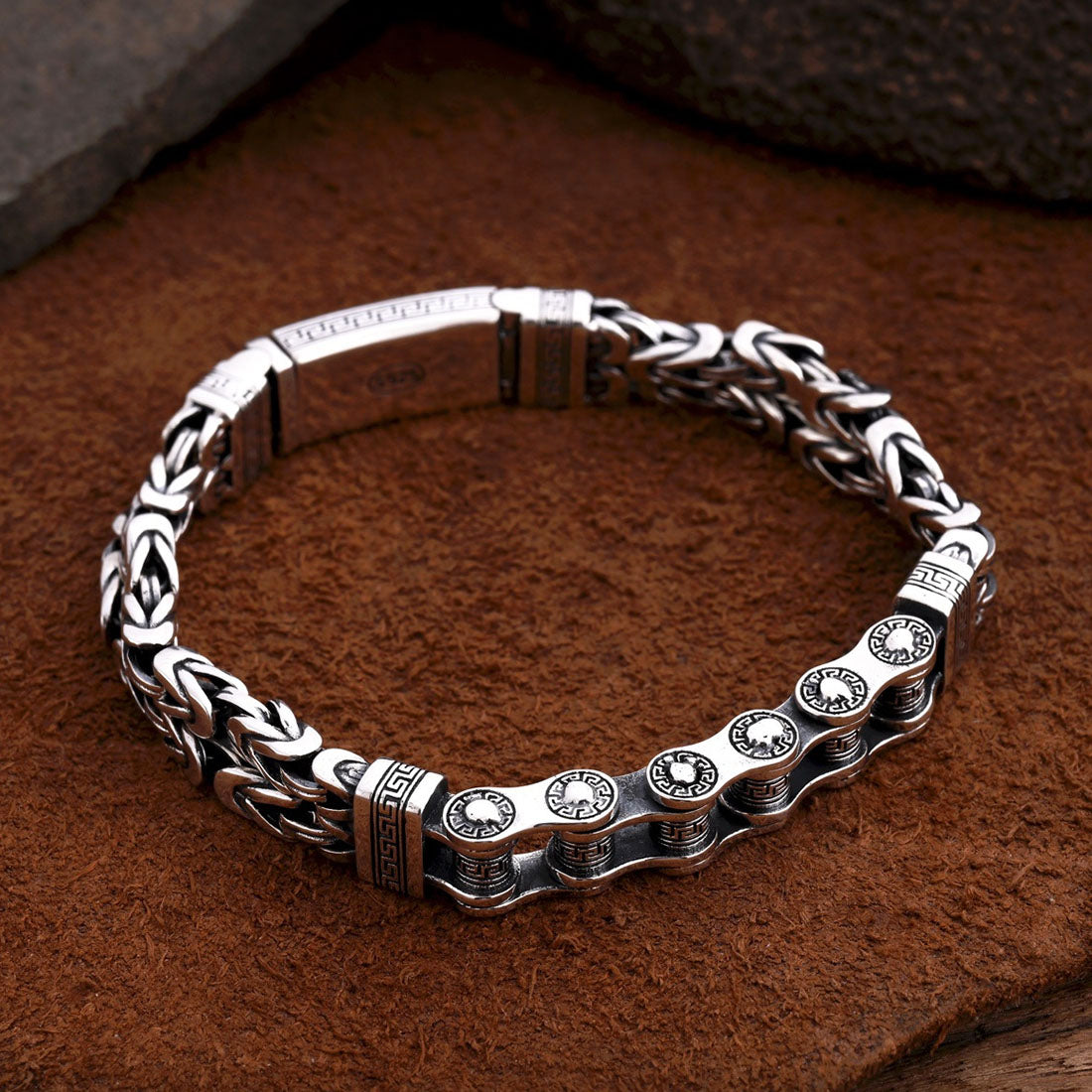Men’s Sterling Silver Byzantine Bike Chain Bracelet
