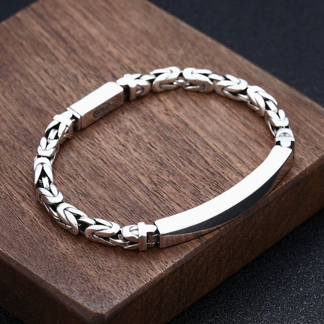 Men’s Sterling Silver Byzantine Chain ID Bracelet