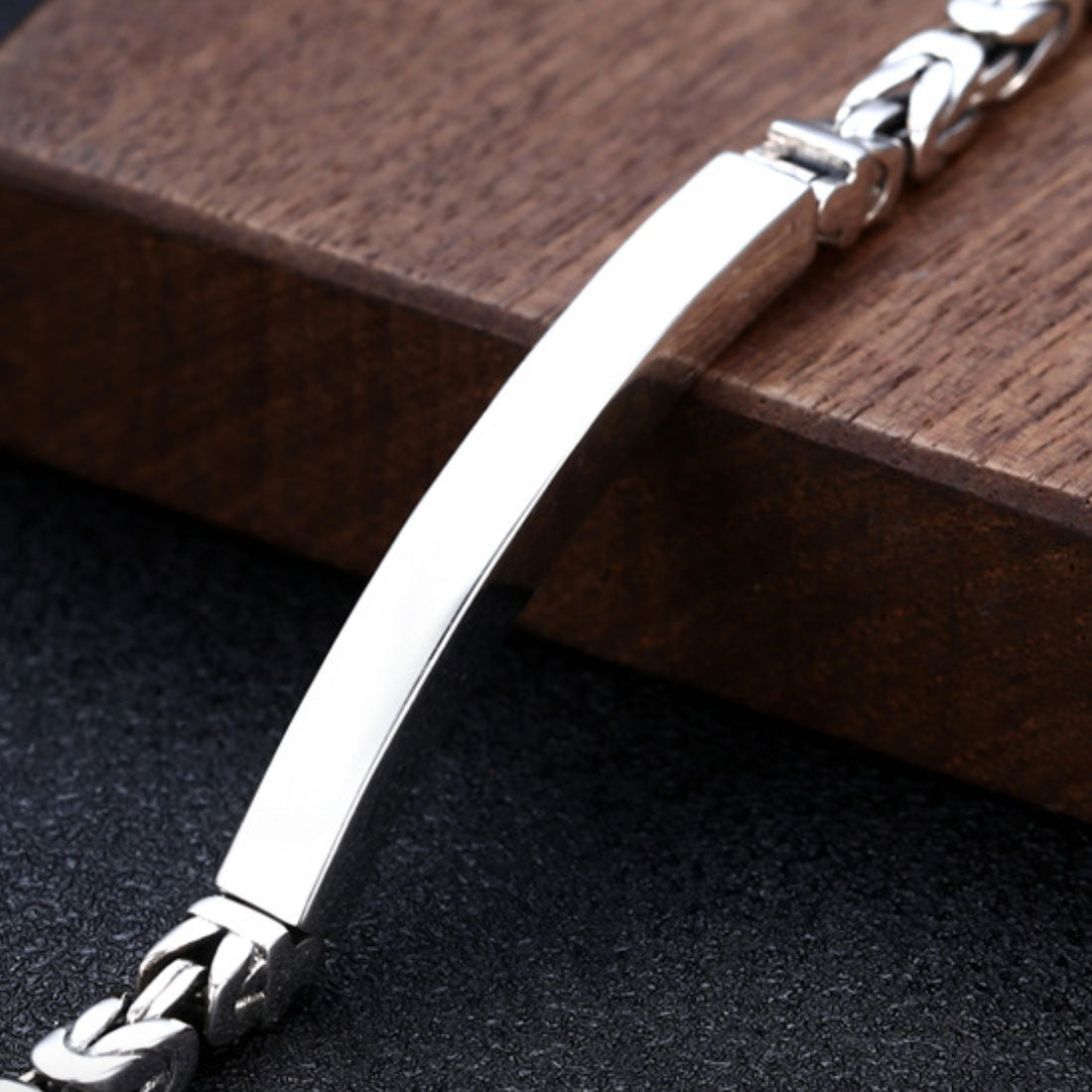 Men’s Sterling Silver Byzantine Chain ID Bracelet
