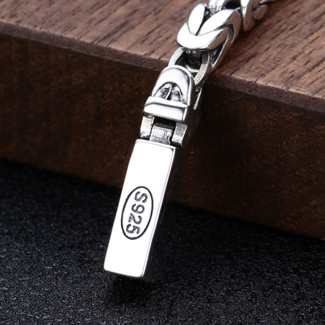 Men’s Sterling Silver Byzantine Chain ID Bracelet