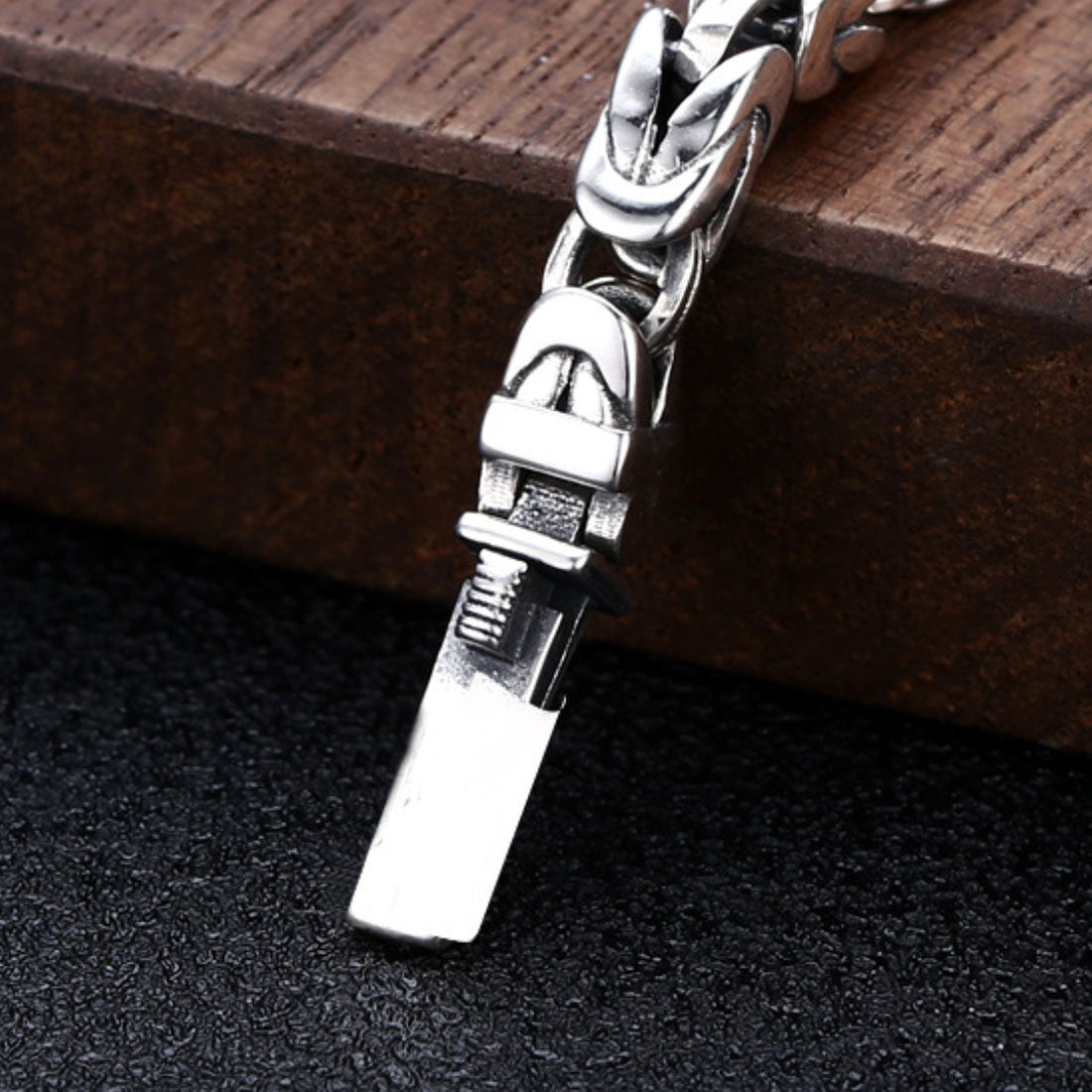 Men’s Sterling Silver Byzantine Chain ID Bracelet