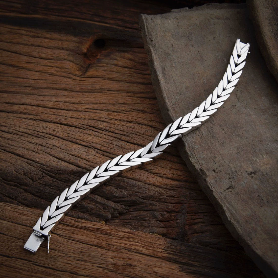 Men’s Sterling Silver Chevron Link Chain Bracelet