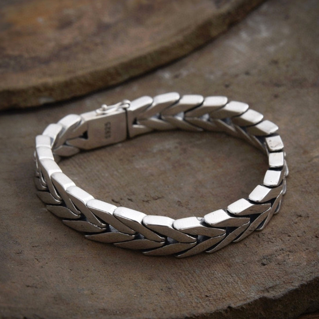 Men’s Sterling Silver Chevron Link Chain Bracelet
