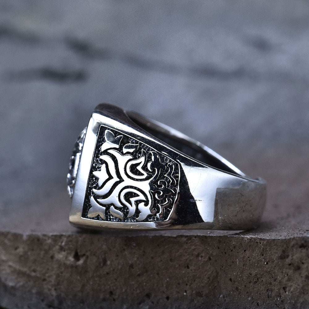 Men’s Sterling Silver Cross Signet Ring