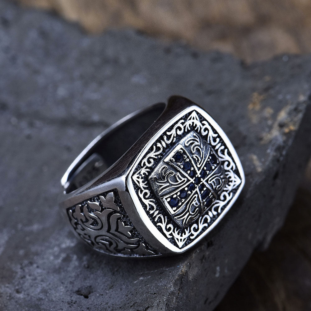 Men’s Sterling Silver Cross Signet Ring