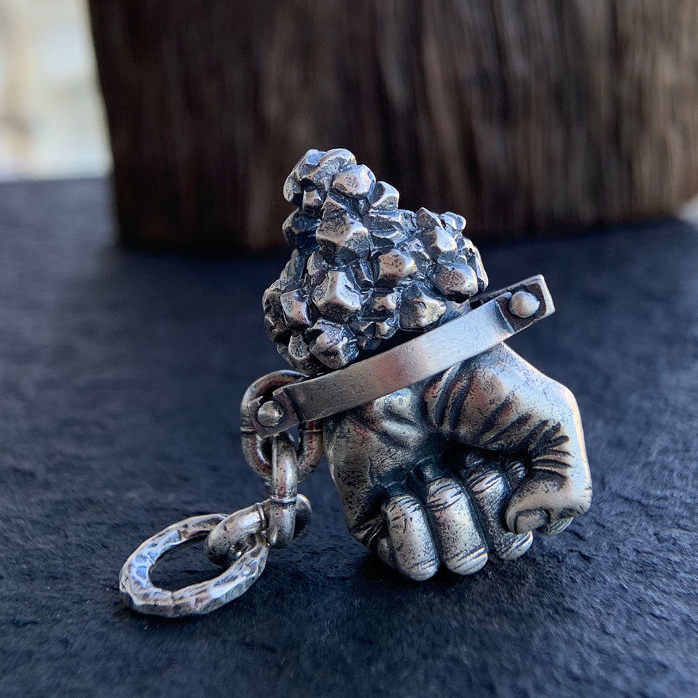 Men's Sterling Silver Destiny Fist Necklace