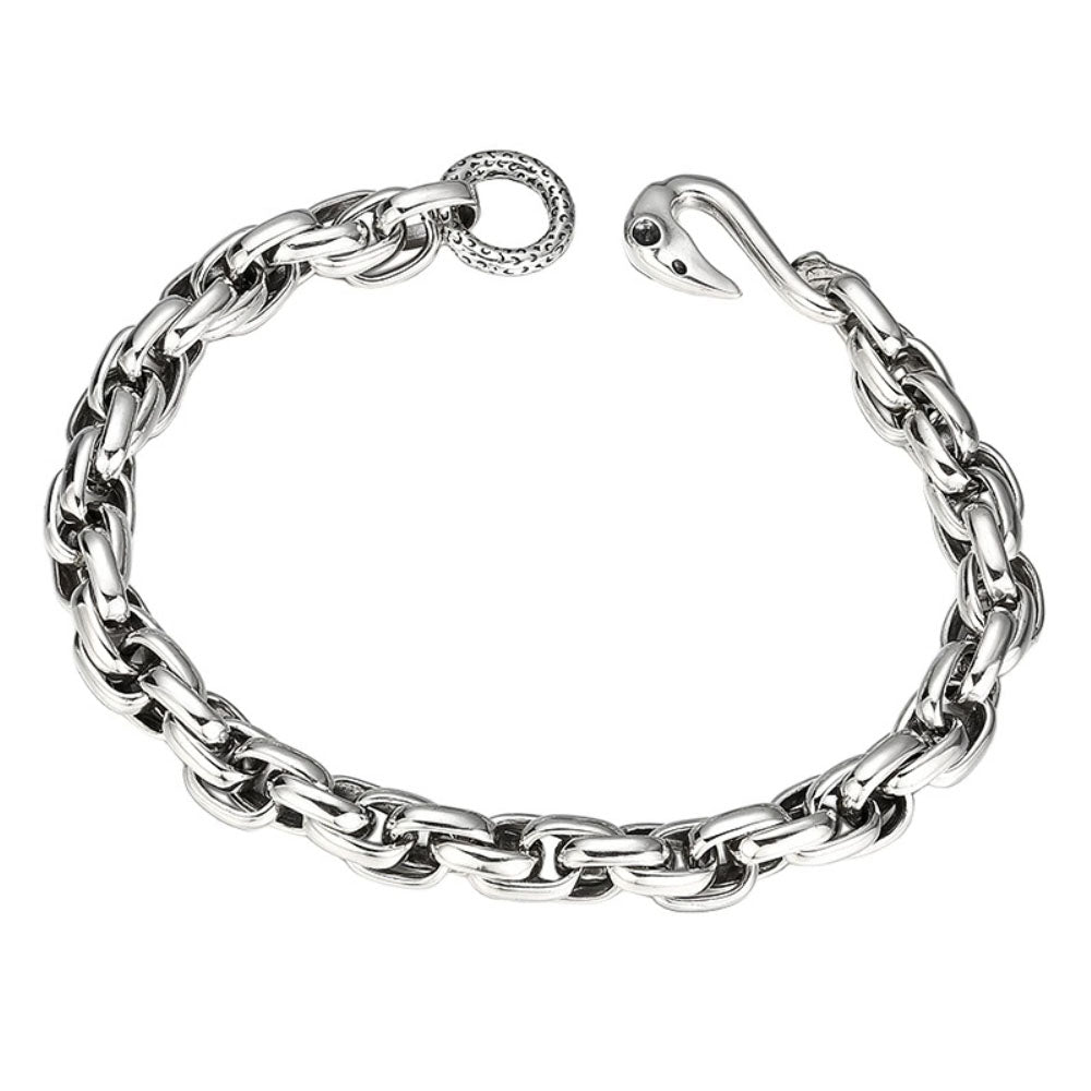 Men's Sterling Silver Eagle Hook Rope Chain Bracelet