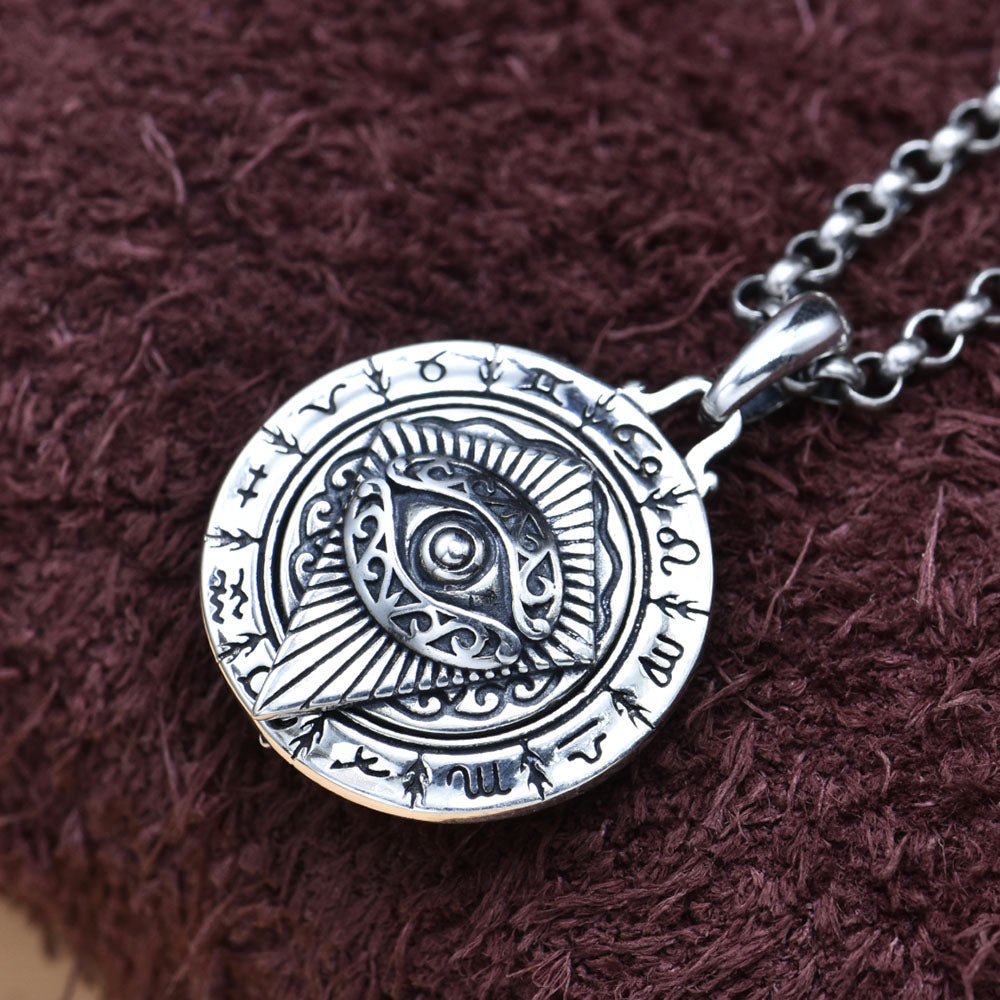 Mens Sterling Silver Eye of Horus Roulette Necklace