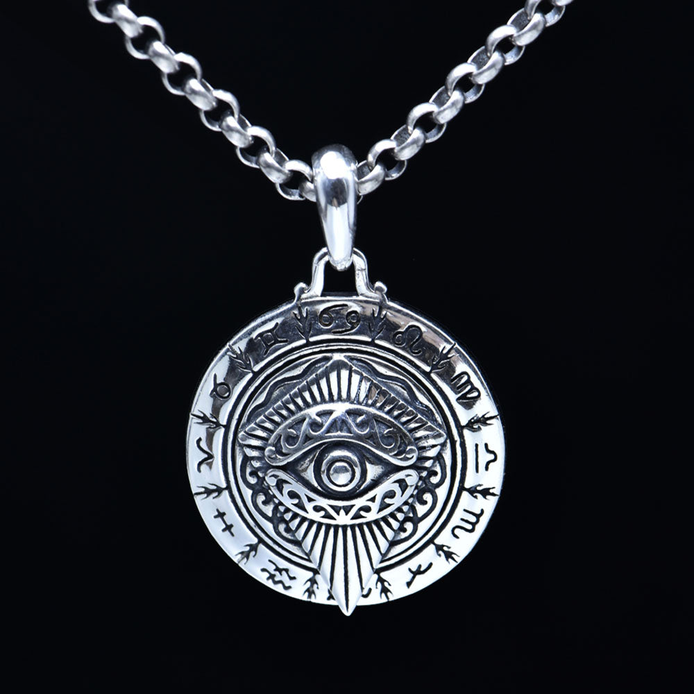 Mens Sterling Silver Eye of Horus Roulette Necklace