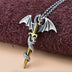 Men's Sterling Silver Flying Dragon Sword Necklace