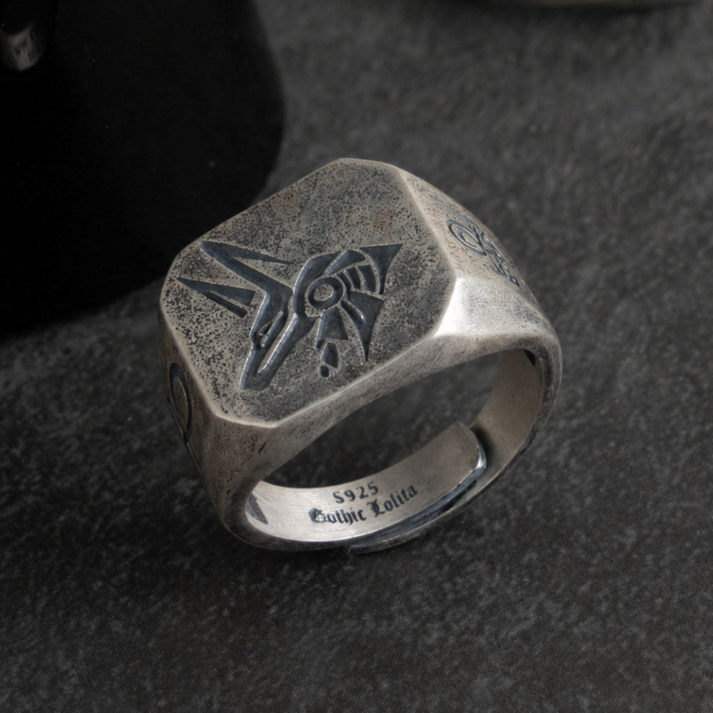 Men’s Sterling Silver  Anubis Signet Ring