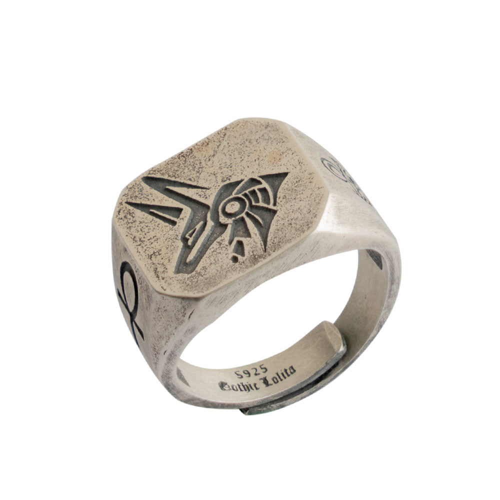 Men’s Sterling Silver  Anubis Signet Ring