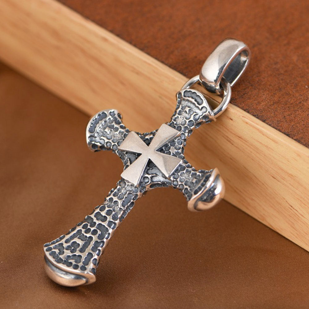 Men's Sterling Silver Iron Cross Necklace