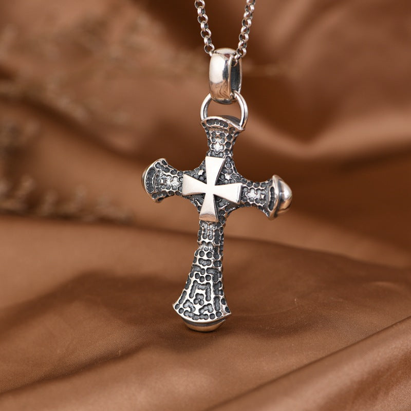 Men's Sterling Silver Iron Cross Necklace
