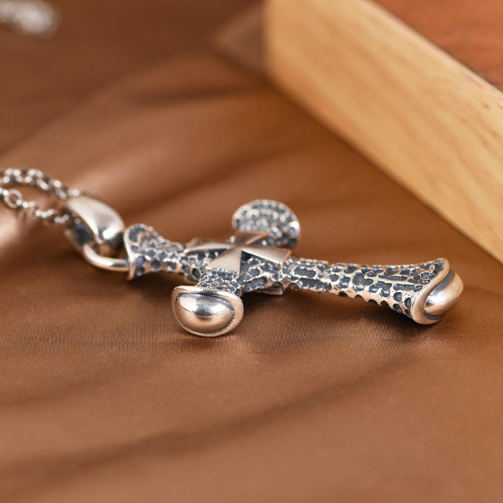 Men's Sterling Silver Iron Cross Necklace