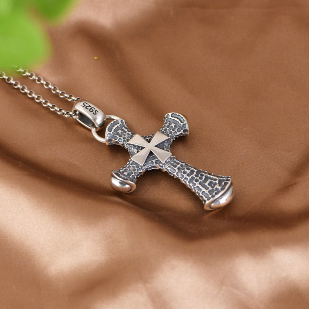 Men's Sterling Silver Iron Cross Necklace
