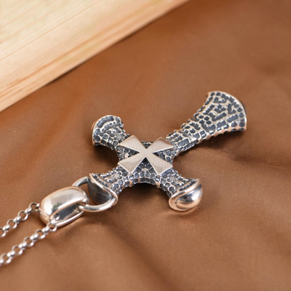 Men's Sterling Silver Iron Cross Necklace