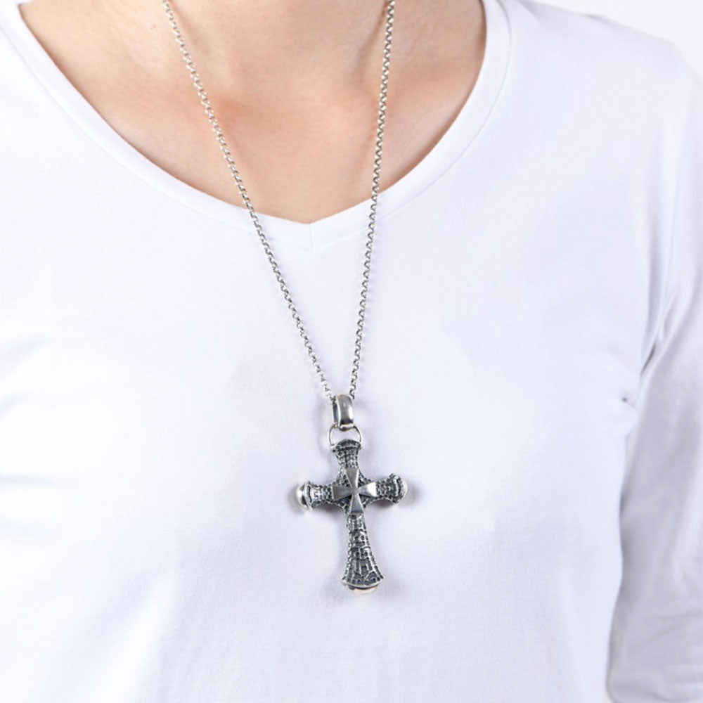 Men's Sterling Silver Iron Cross Necklace