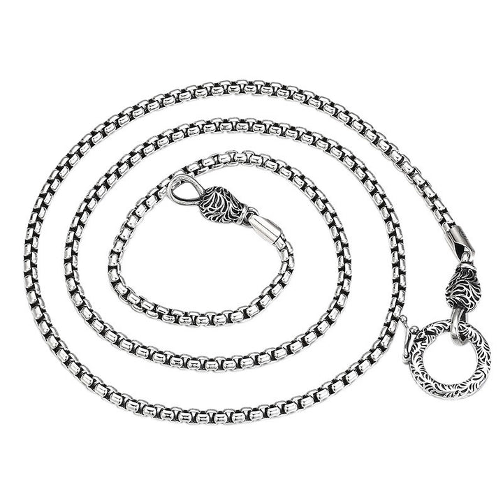 Men's Sterling Silver Ivy Pattern Clasp Box Chain
