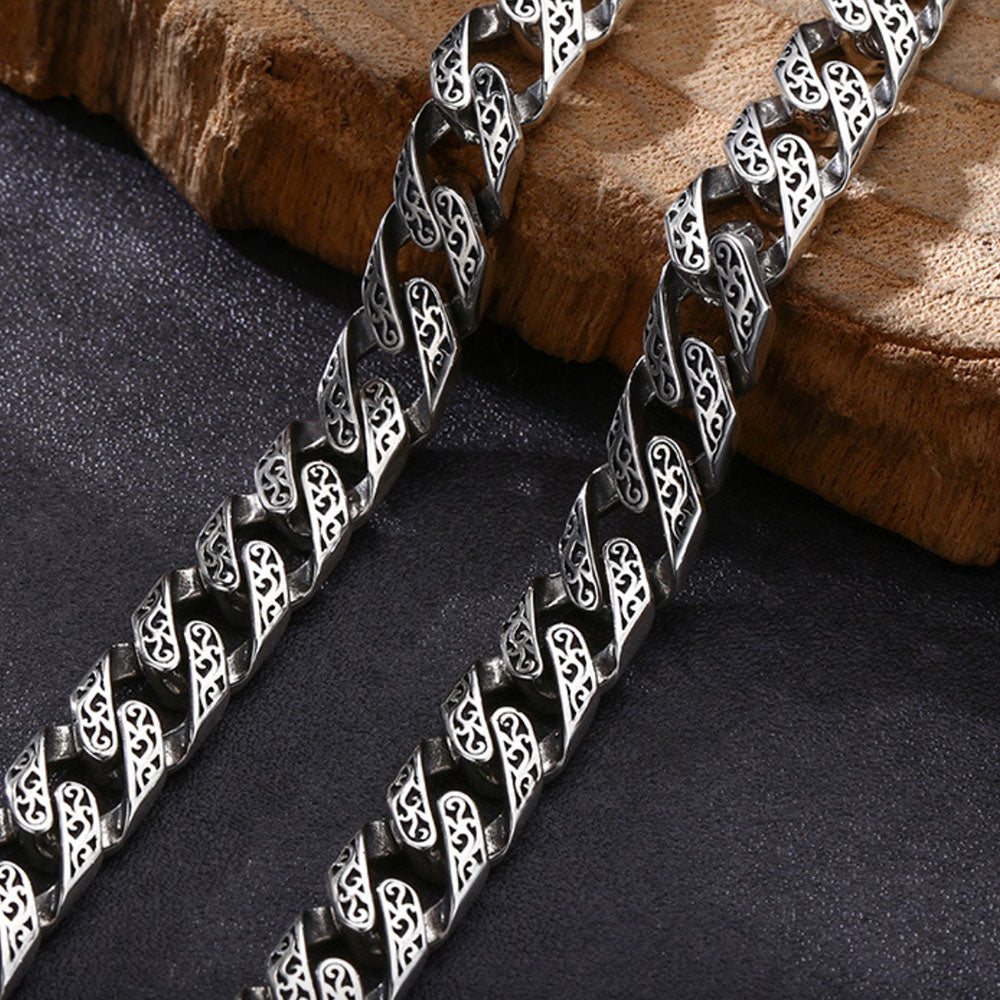 Men's Sterling Silver Ivy Pattern Cuban Link Chain – Jewelry1000