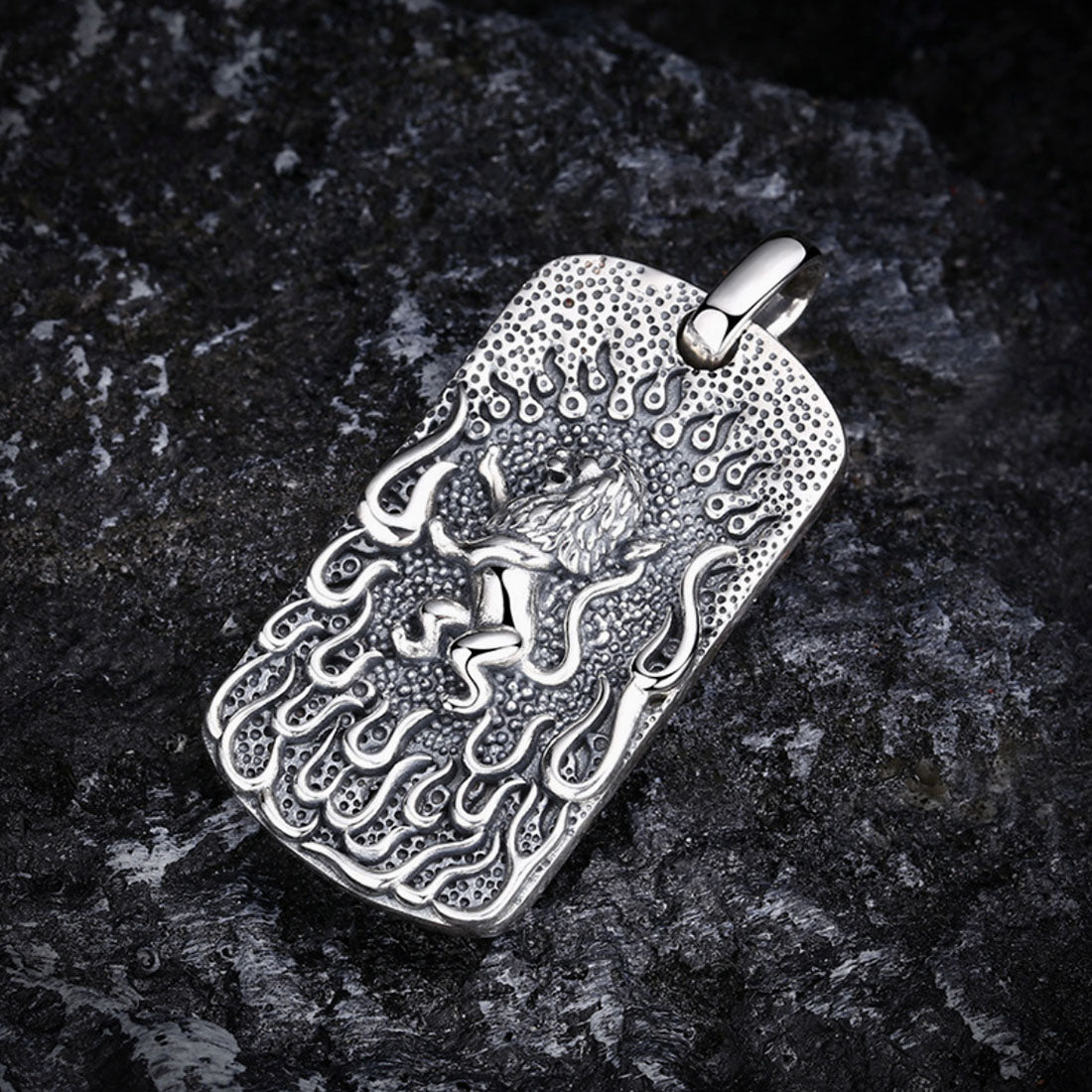 Men's Sterling Silver Lion King Tag Pendant Necklace