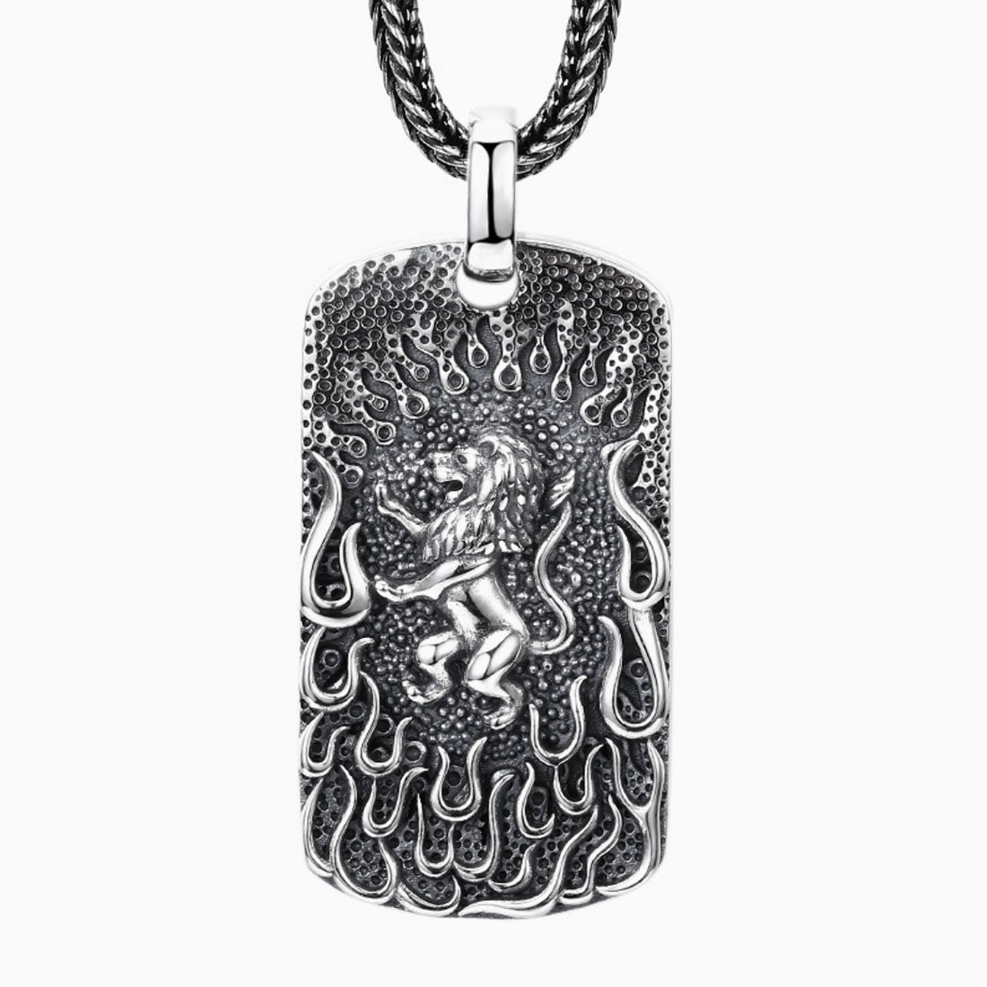 Men's Sterling Silver Lion King Tag Pendant Necklace