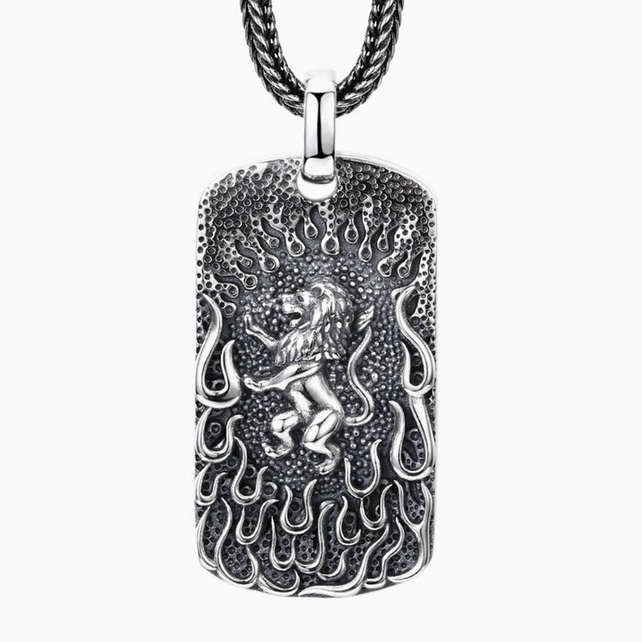 Men's Sterling Silver Lion King Tag Pendant Necklace