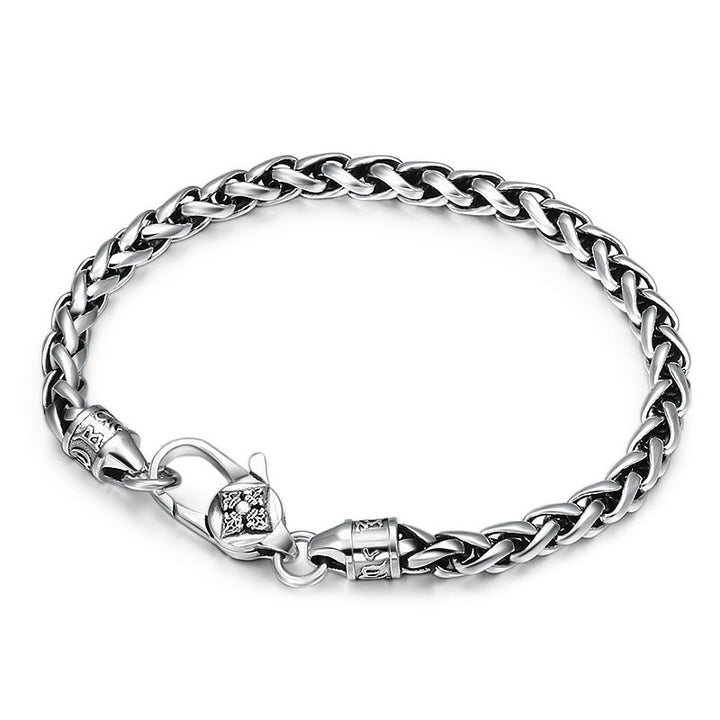 Men's Sterling Silver Six True Words Mantra Braided Bracelet