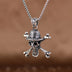 Men's Sterling Silver Skull and Crossbones Pendant Necklace