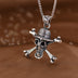 Men's Sterling Silver Skull and Crossbones Pendant Necklace