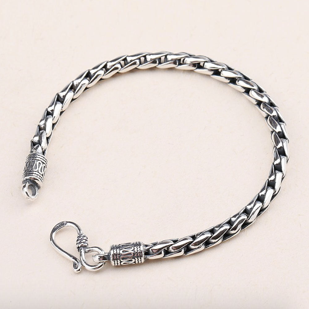 Bracelet chaîne cubaine carrée en argent sterling pour hommes