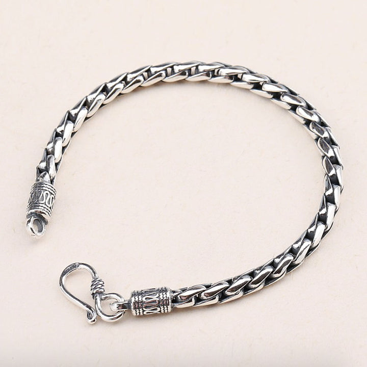 Men's Sterling Silver Square Cuban Chain Bracelet