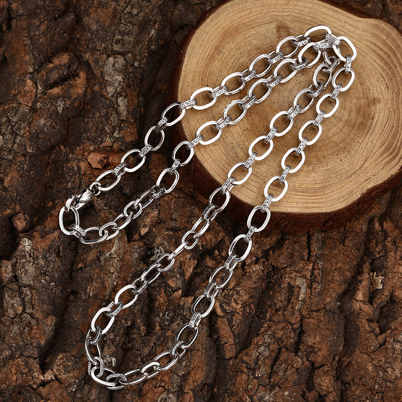Men’s Sterling Silver Textured Oval Link Chain